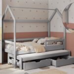 Bed with drawers ASHER cabin for 2 persons 90x200 cm