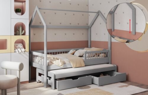 Bed with drawers ASHER cabin for 2 persons 80×181 cm