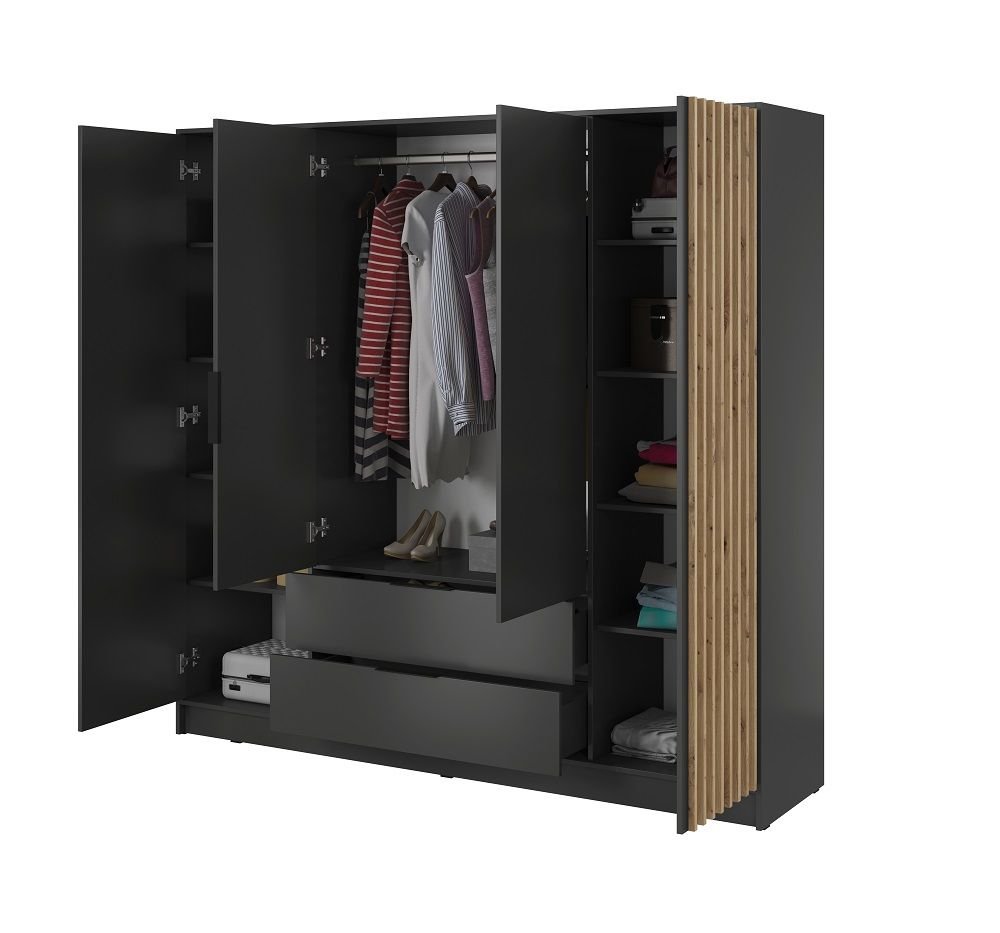 Nelly 4D wardrobe, graphite color, with grille - Image 2