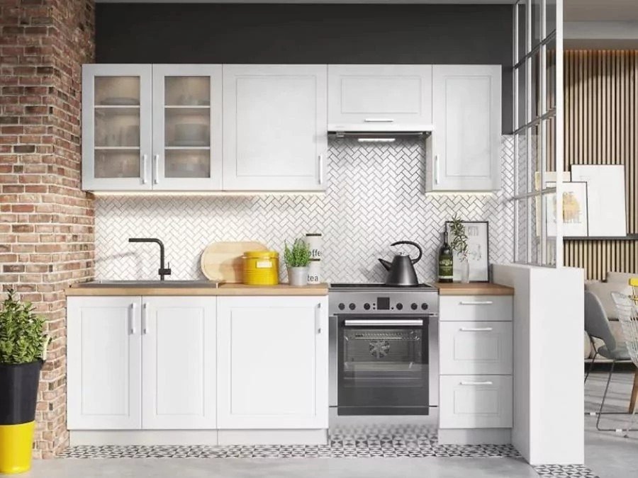 Natalia kitchen 180–240 cm, white glossy - SPECIAL OFFER