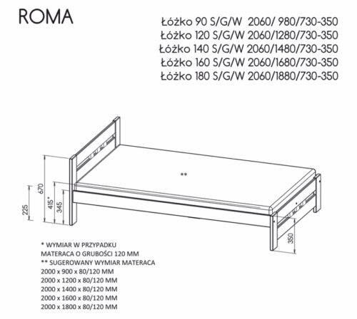 Bed “ROMA” – pine with walnut