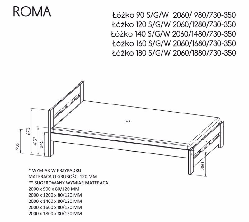 Bed "ROMA" - natural pine