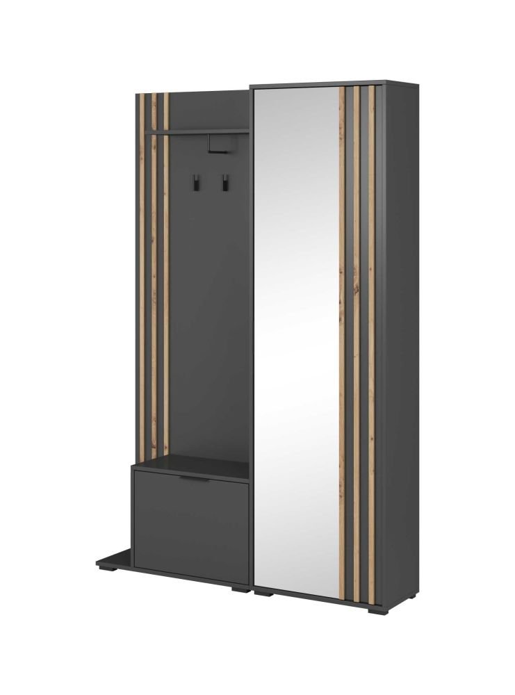 Nelly wardrobe with graphite-colored slats - Image 3
