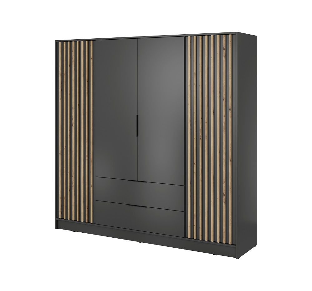 Nelly 4D wardrobe, graphite color, with grille - Image 3