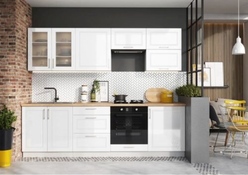 Natalia kitchen 260 cm with W60OKGR white glossy cabinet – SPECIAL OFFER