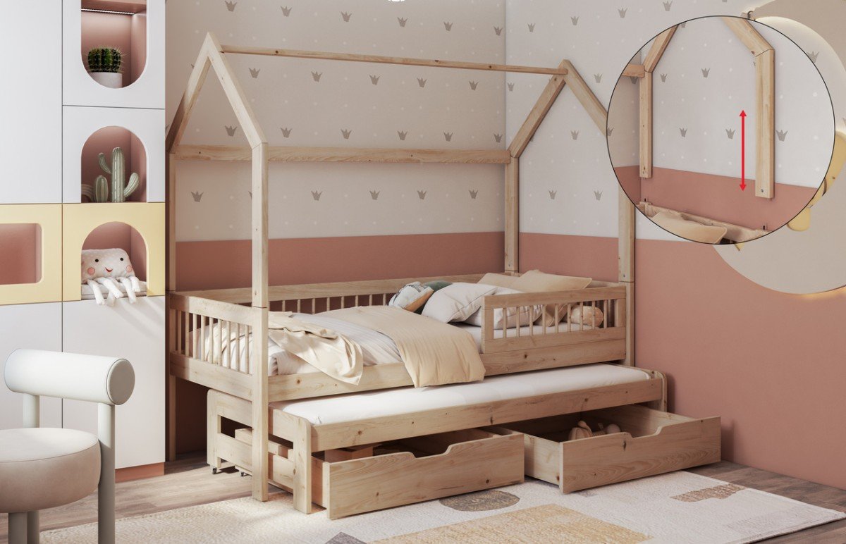 ASHER II double bed with drawers 90x200 cm - Image 3
