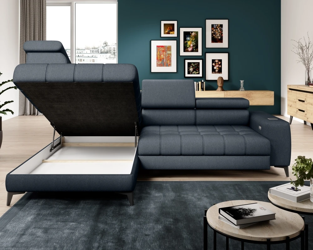 Baggio left corner sofa with electric reclining seat and bedding box Gr1 - Image 3