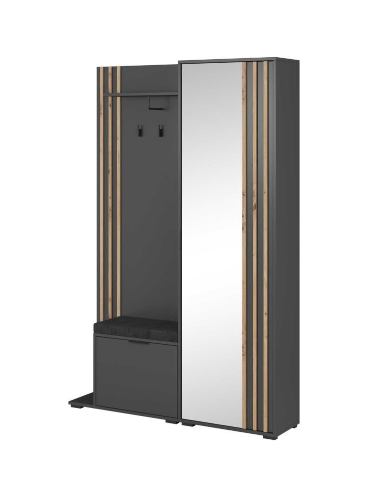Nelly wardrobe with graphite-colored slats - Image 4