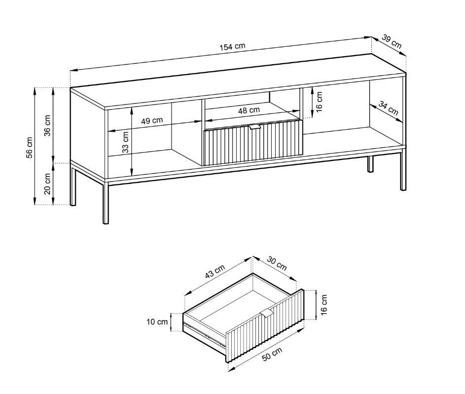TV cabinet Nova RTV-154 black - Image 4