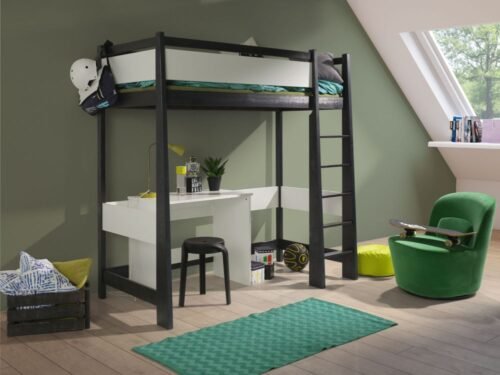 Bunk bed on mezzanine with TEDE table 80×181 cm