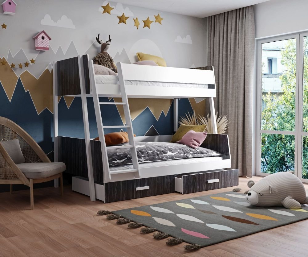 Bunk bed with drawers MORITZ for 3 persons 90x200 cm - Image 2