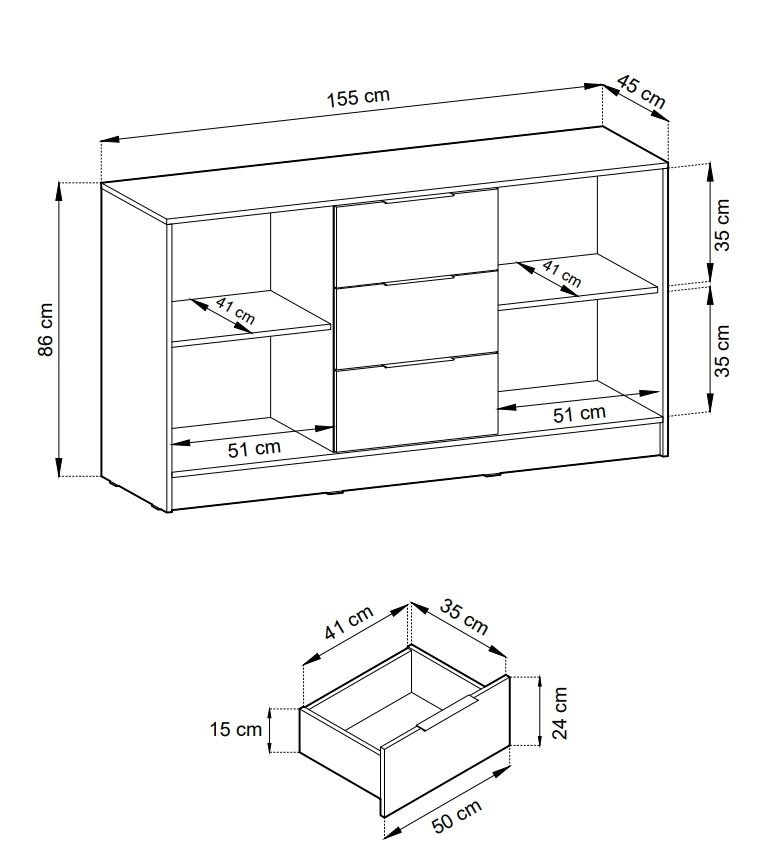 Nelly chest of drawers with 3D tables, gray - Image 4