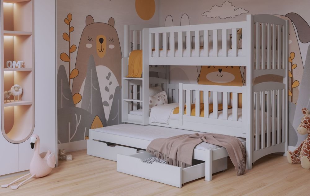 NATHAN III triple bunk bed with drawers 80x181 cm - Image 2