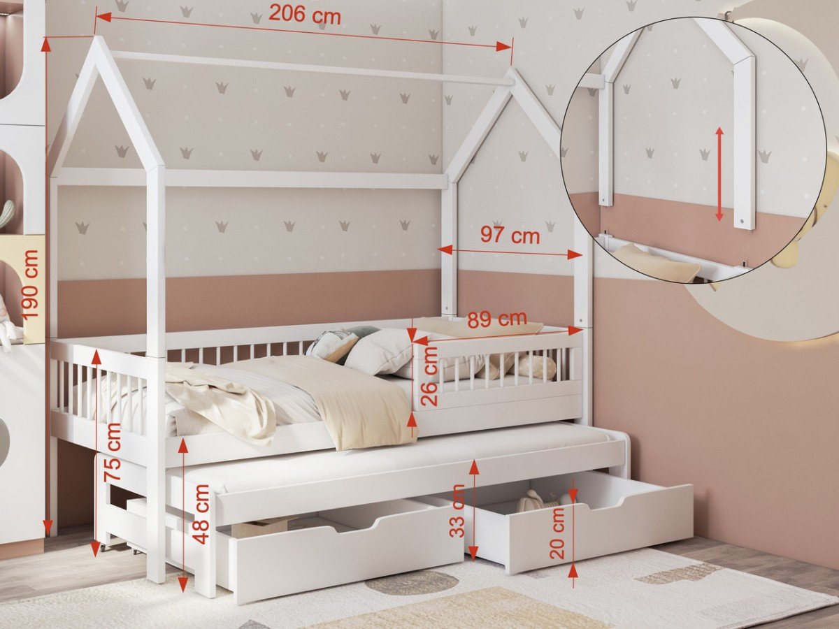 ASHER II double bed with drawers 90x200 cm - Image 4