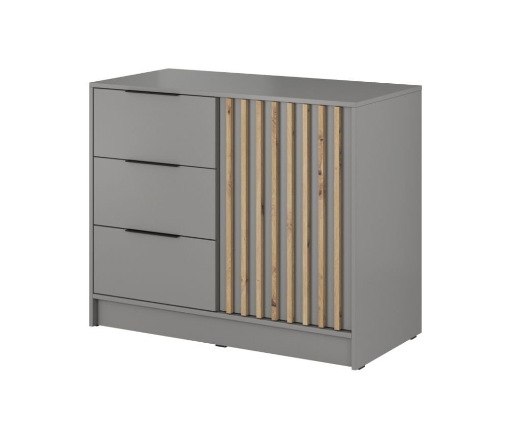 Nelly chest of drawers with 2D slats, gray - Image 2