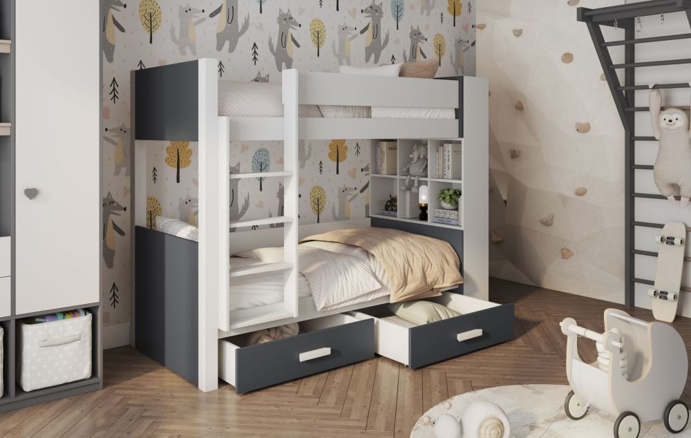 GASPAR bunk bed with drawers and shelf 90x200 cm - Image 3