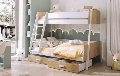 Bunk bed with drawers MORITZ for 3 persons 90×200 cm