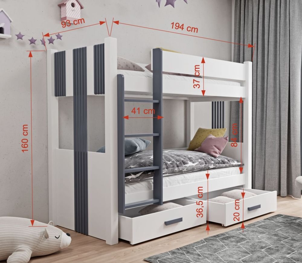 ARTEN bunk bed with drawers 90x200 cm - Image 4