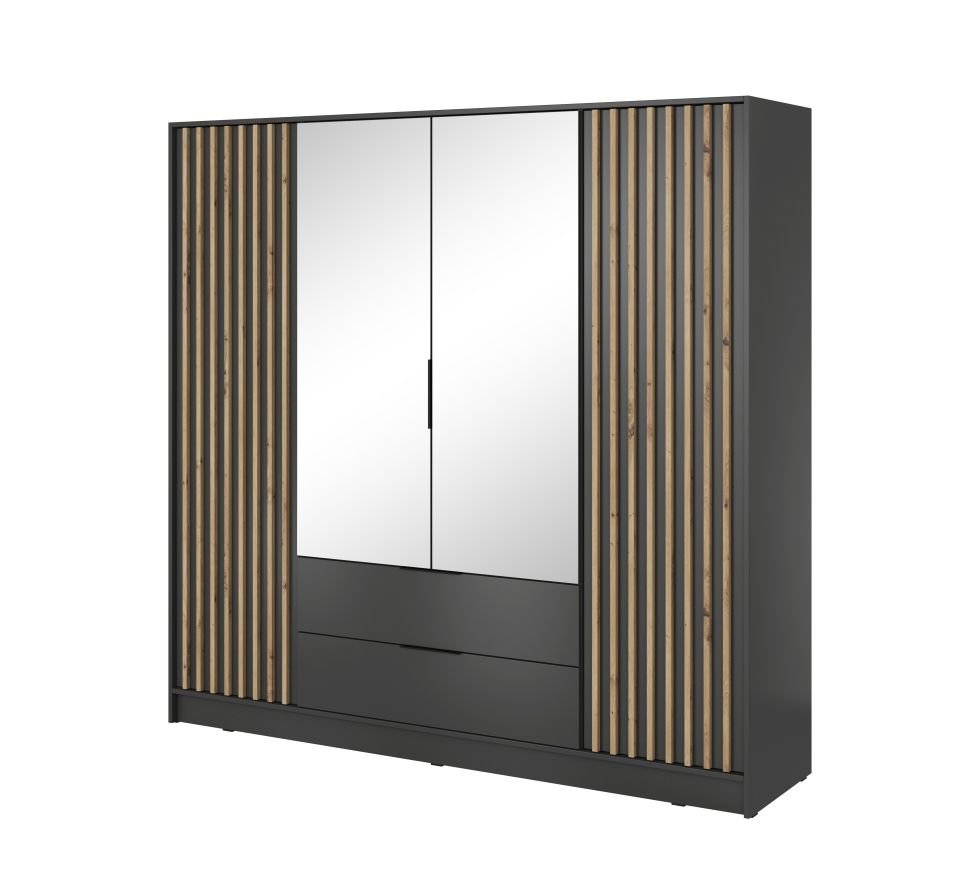 Nelly 4D graphite wardrobe with mirrors and grilles - Image 3