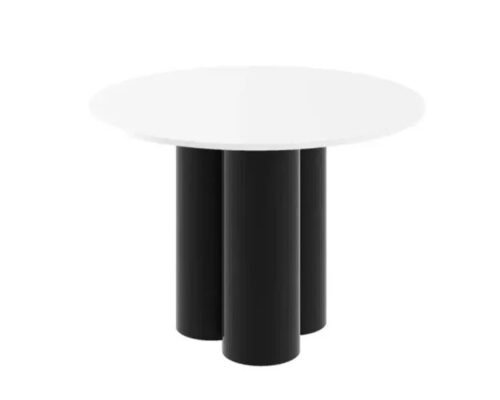 RAVEO round table 100×100 white matt/black glossy