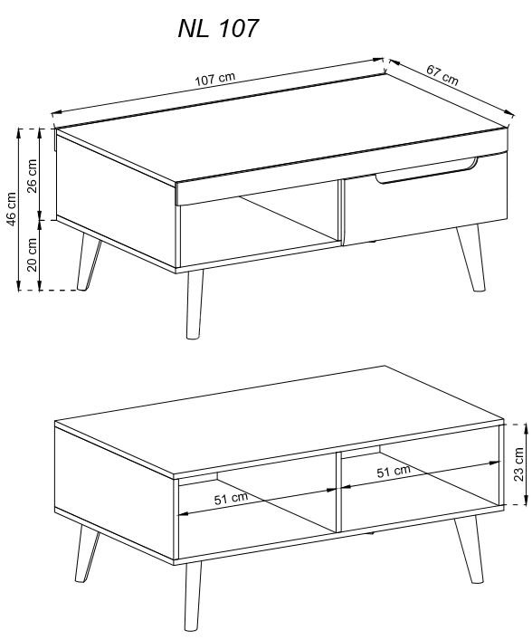Nordi NL107 coffee table - oak imitation - Image 3