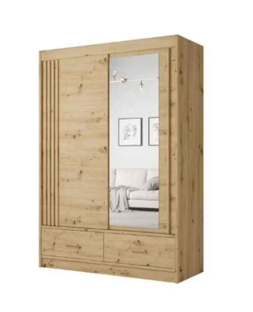 Sliding wardrobe with slats, mirror and drawers Canada CA1-150