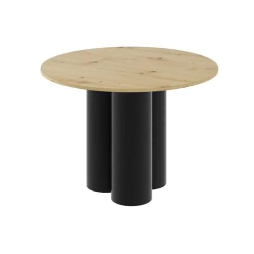 RAVEO round table 100×100 oak/glossy black
