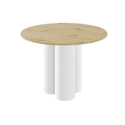 RAVEO round table 100×100 oak/white glossy color