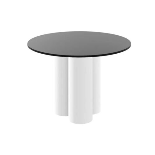 RAVEO round table 100×100 glossy black/glossy white