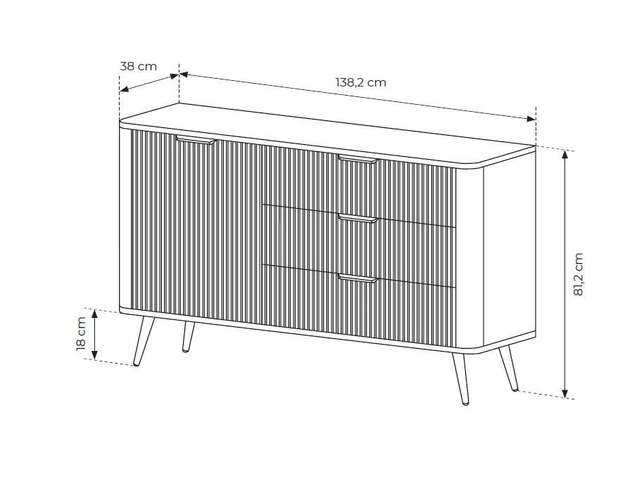 Lante chest of drawers 138 cm D3S on high gold legs, beige - Image 5