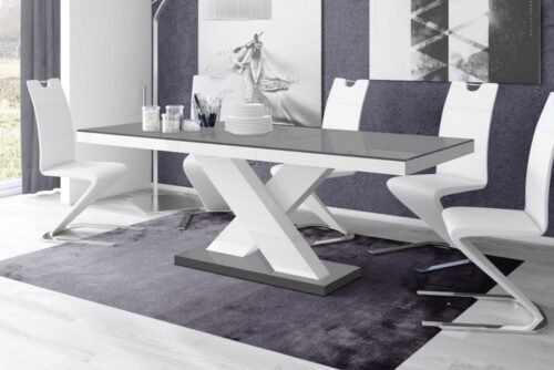 XENON extendable table 160(208)x89 glossy grey/glossy white