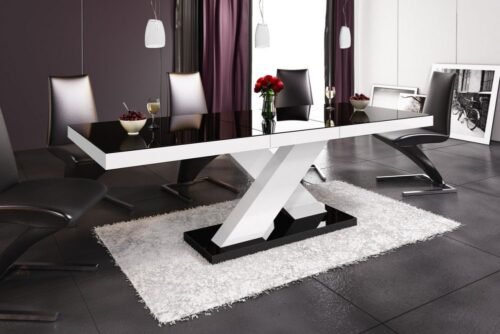 XENON extendable table 160(208)x89 glossy black/glossy white