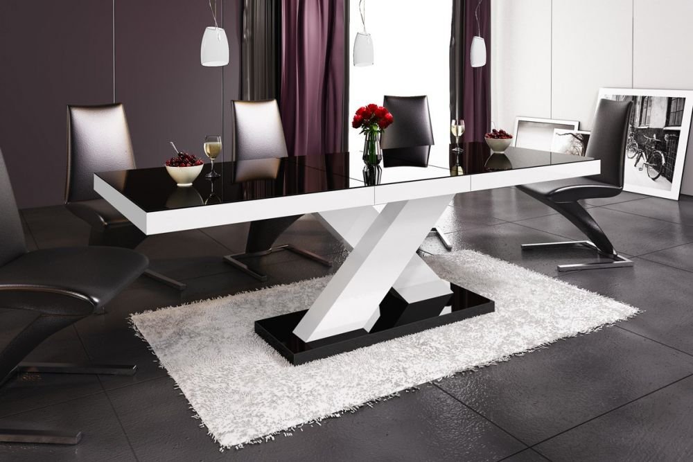 XENON extendable table 160(208)x89 glossy black/glossy white