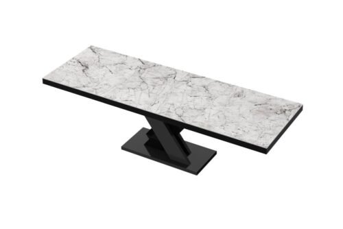 XENON LUX extendable table 160(256)x89 white marble/black glossy color