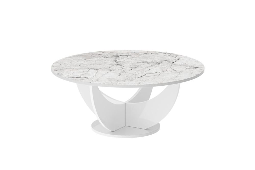 CAPRI coffee table 100x100 white marble/white glossy