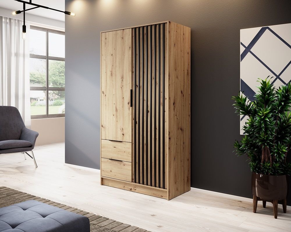 Nelly 2D wardrobe with grilles, oak color