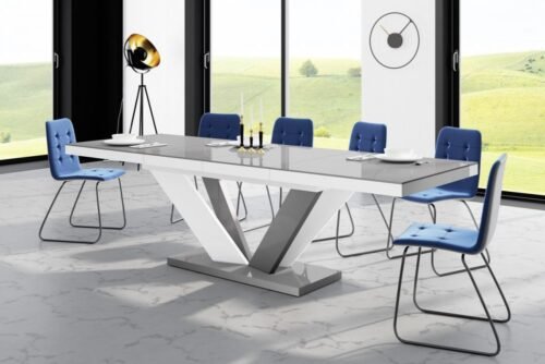 VIVA 2 table 160(256)x89 glossy grey/glossy white color mix extendable