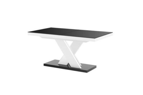 XENON LUX table 160(256)x89 glossy black/glossy white, extendable
