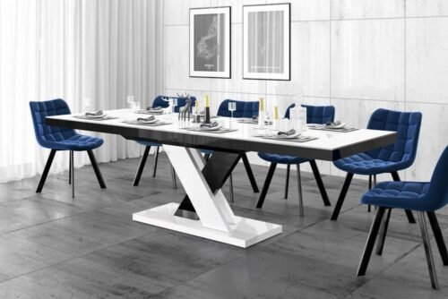 XENON LUX table 160(256)x89 glossy white/glossy black color mix extendable