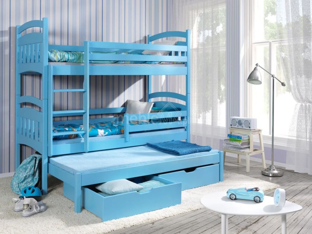 Bunk bed with drawers JAKUB III for 3 persons 90x200 cm - Image 2