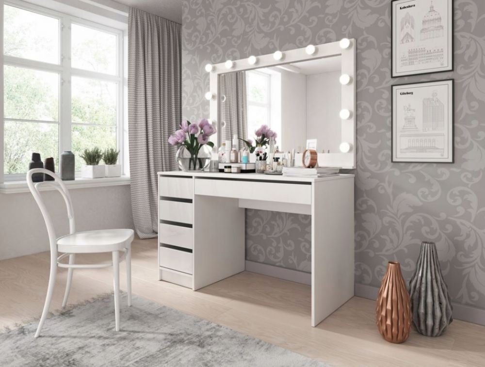 Ada dressing table + LED mirror - matte white