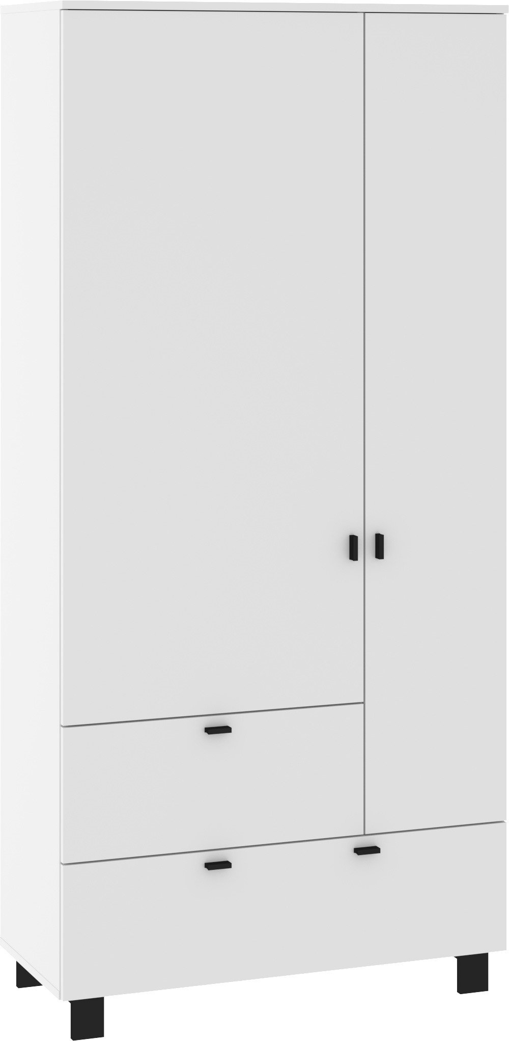 VEGAS 14 furniture wardrobe with rod and shelves for the hallway, white and black