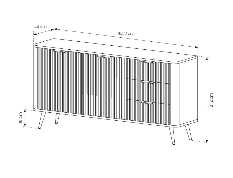 Lante chest of drawers 163 cm 2D3S on high legs, black - Image 5