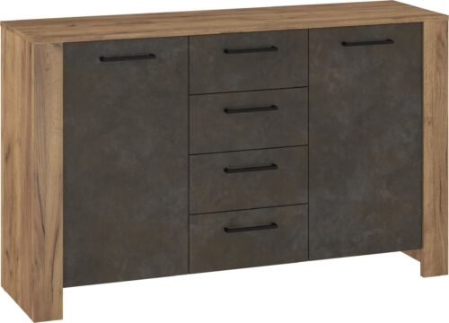 SLIDE 03 furniture large chest of drawers with doors for the living room, gold color, gray