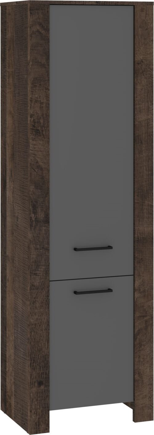 SLIDE 01 furniture, narrow closed shelf with shelves, linen cabinet, Grange graphite oak