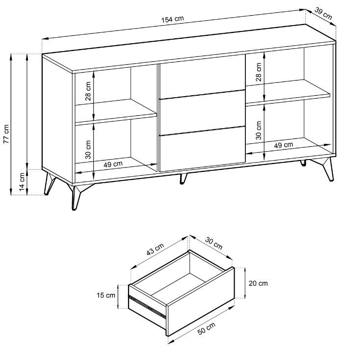 Loft chest of drawers KSZ154 Diamond - oak imitation - Image 2