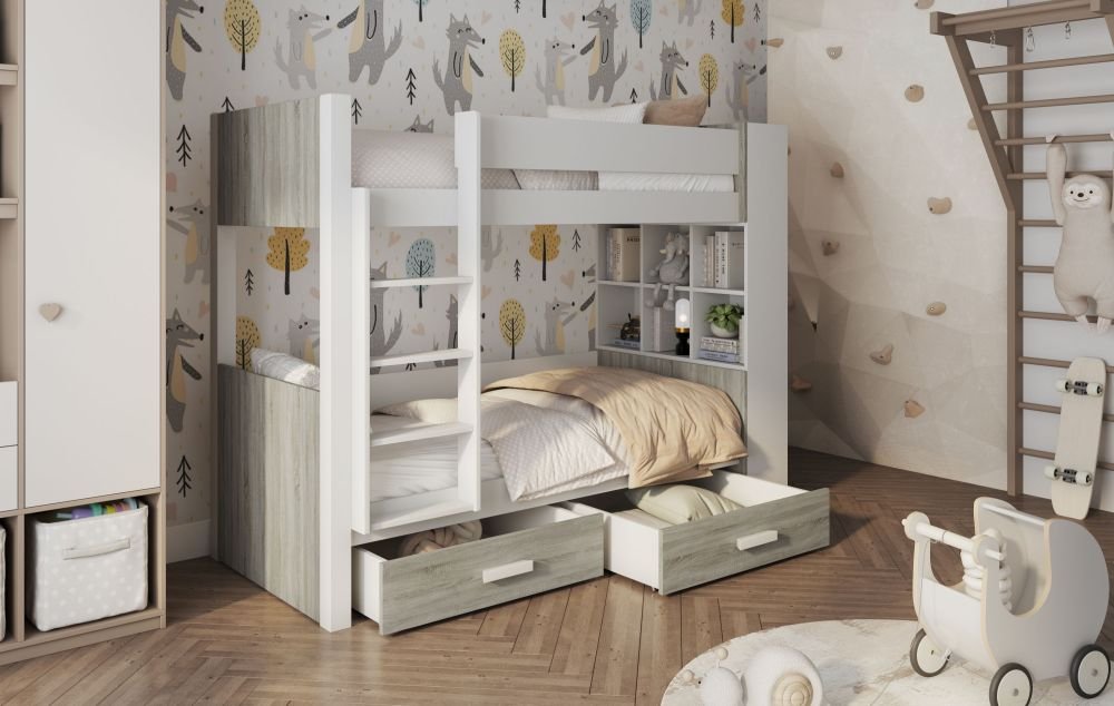 GASPAR bunk bed with drawers and shelf 90x200 cm - Image 4