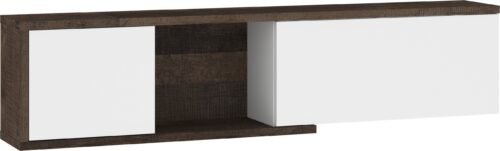 HYBRID 25 furniture shelf hanging cabinet for living room, granite oak color, white glossyHYBRID