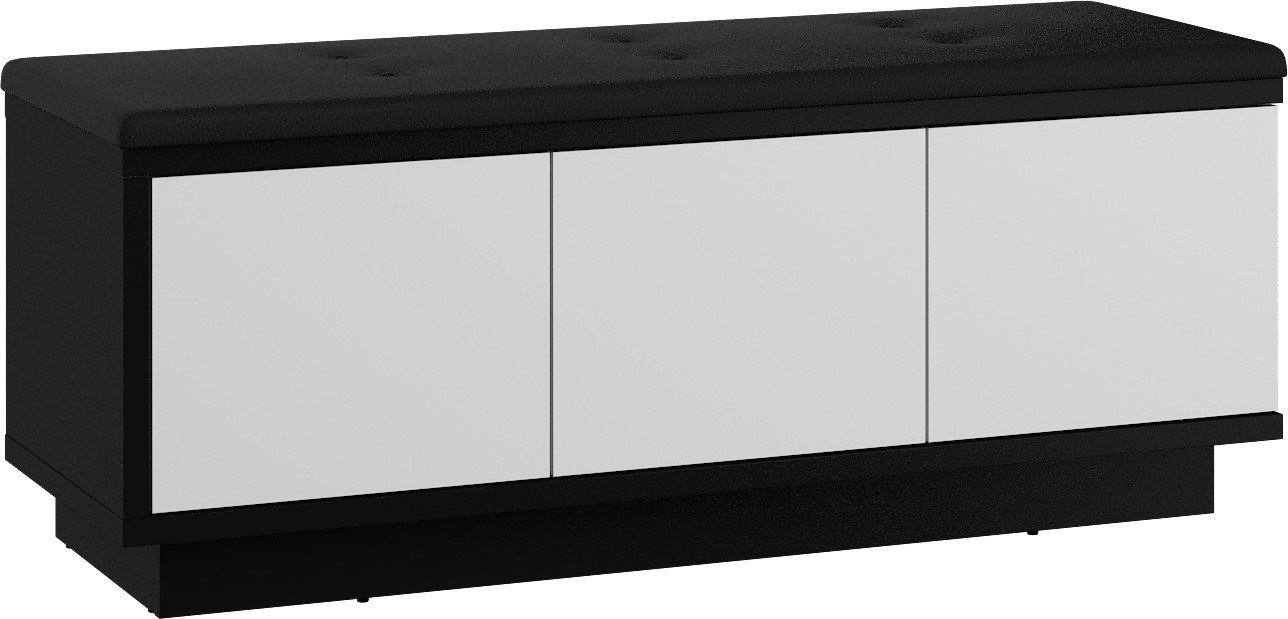 HYBRID 02 furniture, hallway cabinet with seat, black and white glossyHYBRID