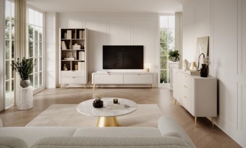 Beige wall cabinet in the living room Lante